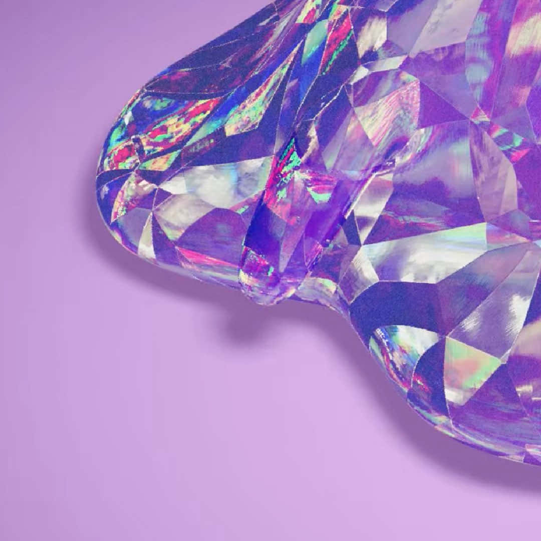 Diamond Aesthetic Shot On A Purple Surface Background