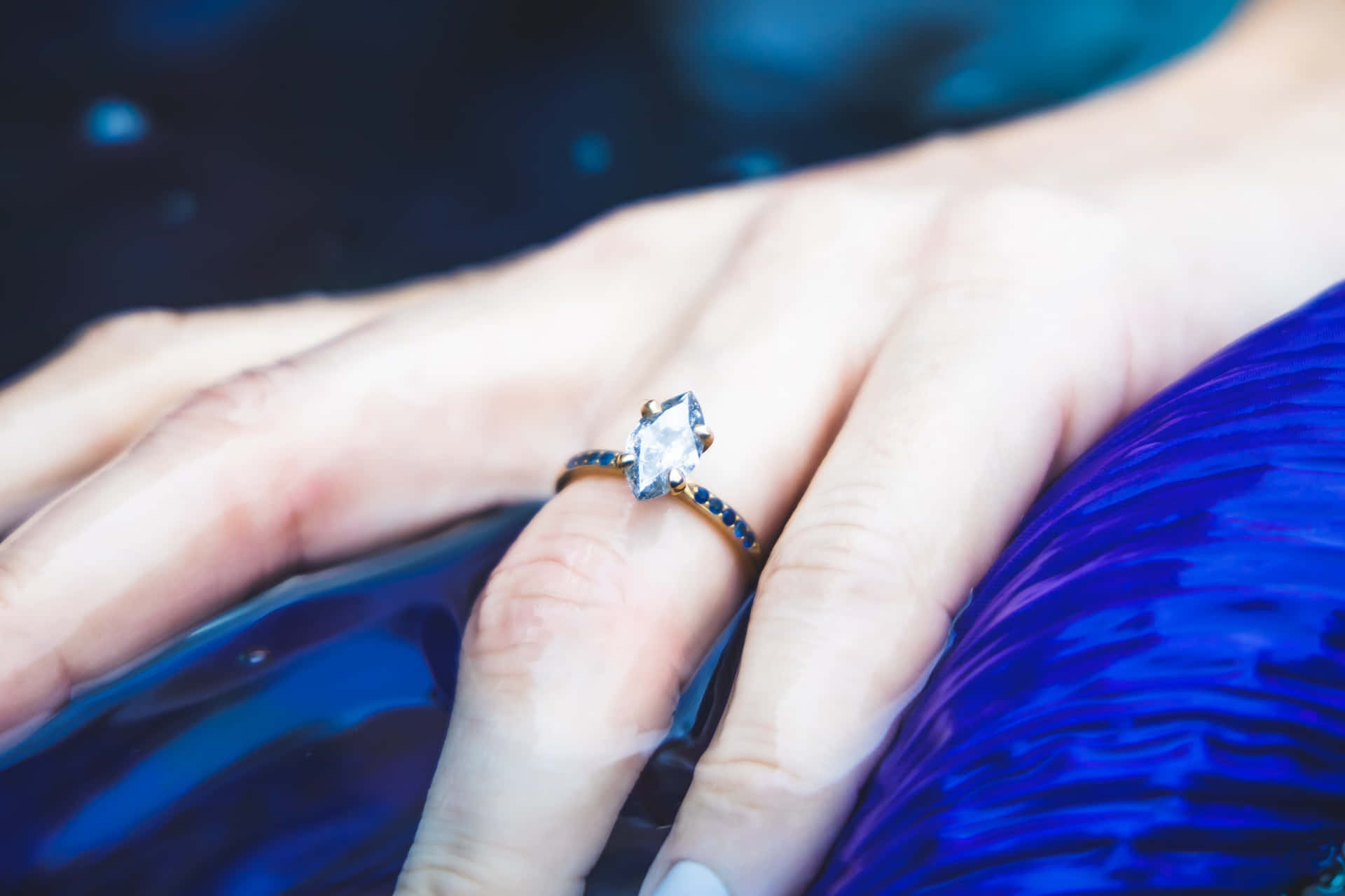 Diamond Cut Engagement Ring Beautiful Background