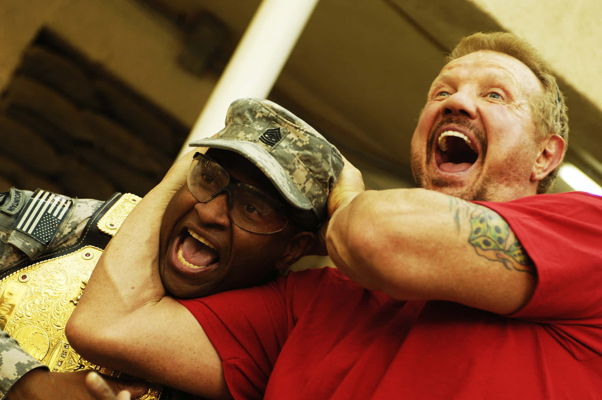 Diamond Dallas Page Showing Support To Troops In Iraq Background