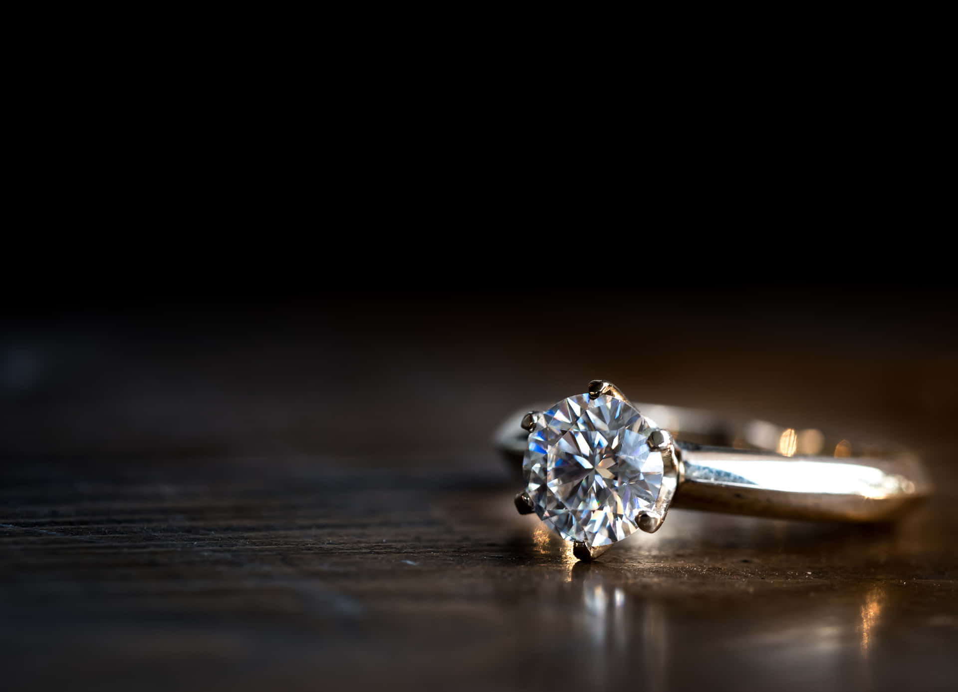 Diamond Engagement Couple Ring Close Up