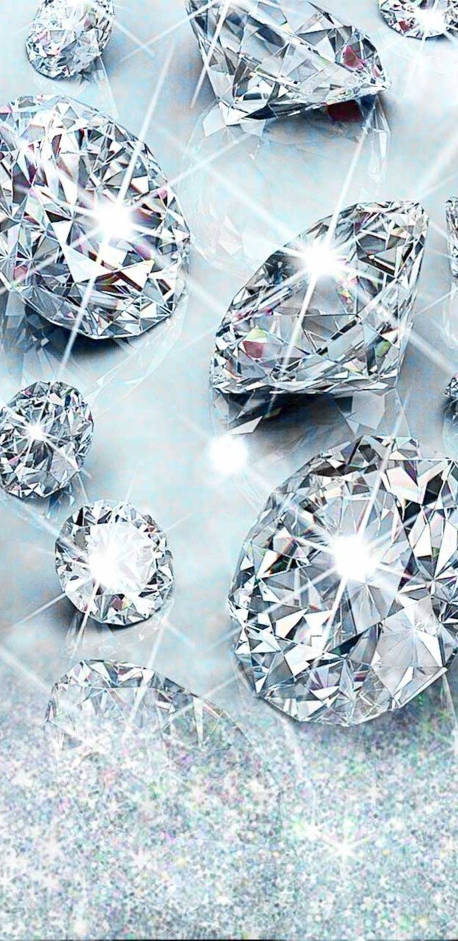 Diamond Gemstones Silver Glitter Bling Background