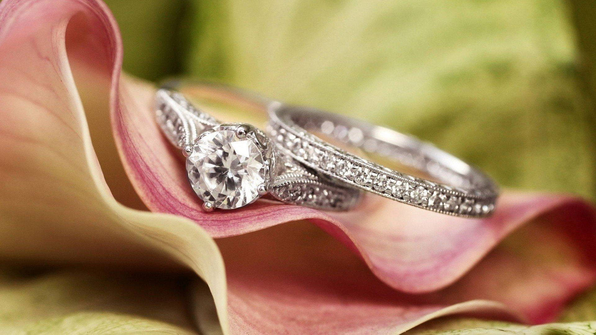Diamond Silver Wedding Rings Background