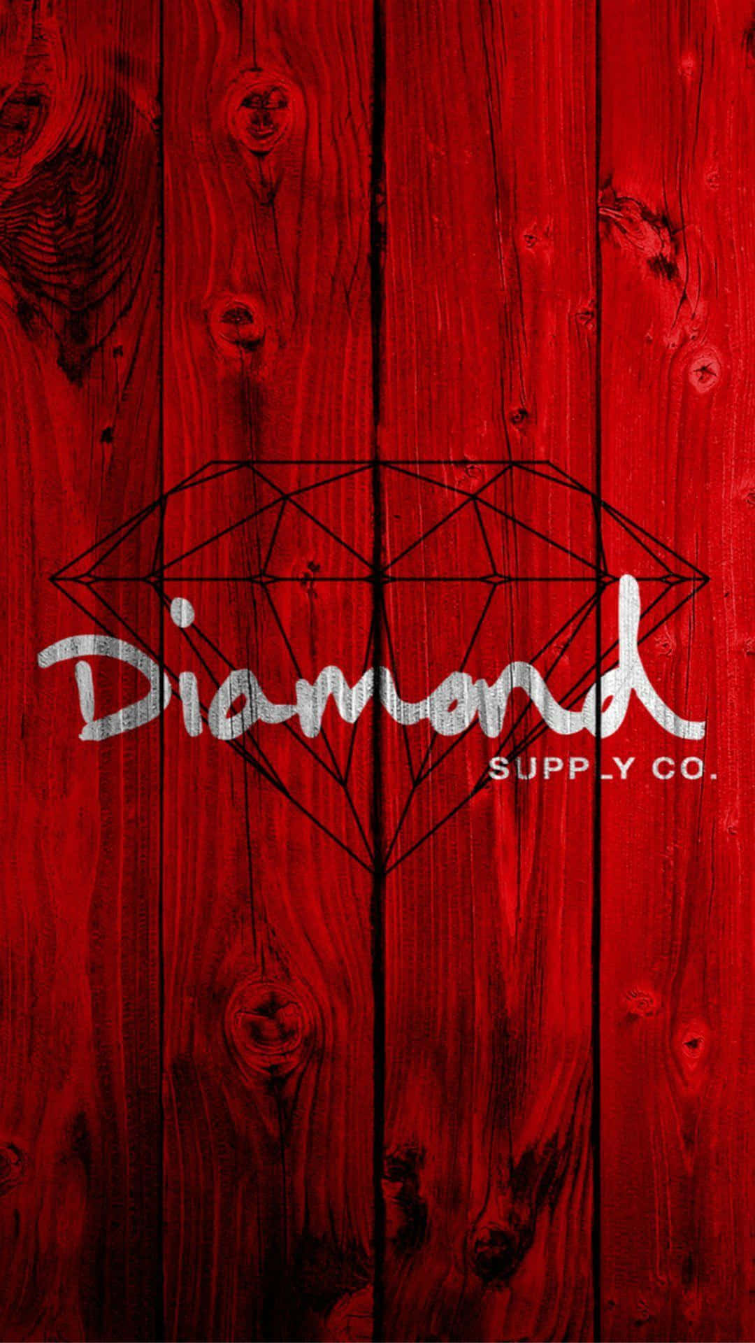 Diamond Supply Co Logo Red Wood Background
