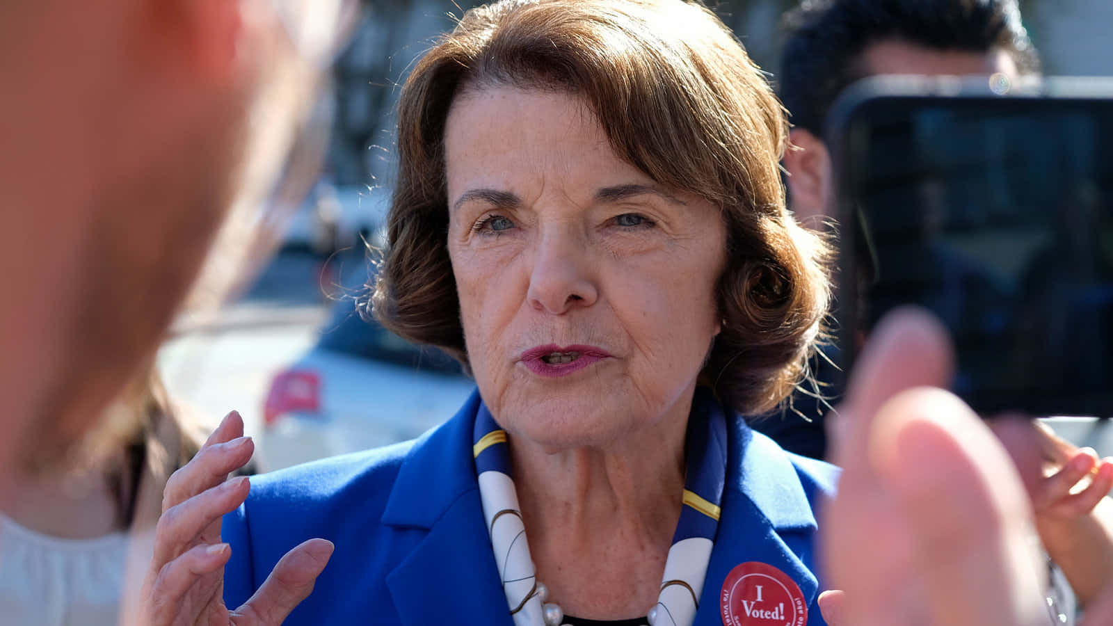 Dianne Feinstein Interviewed By The Media Background