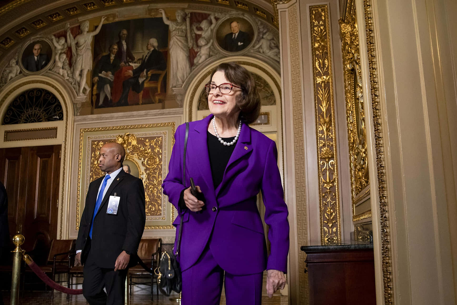 Dianne Feinstein Wearing Violet Suit Background