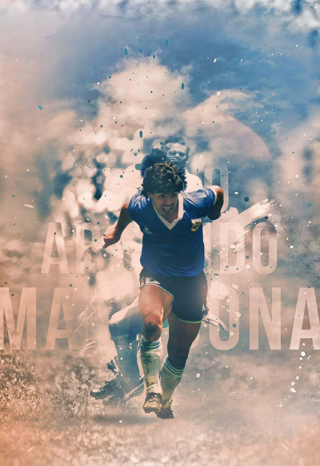 Diego Armando Maradona Football Golden Boy Digital Art Background