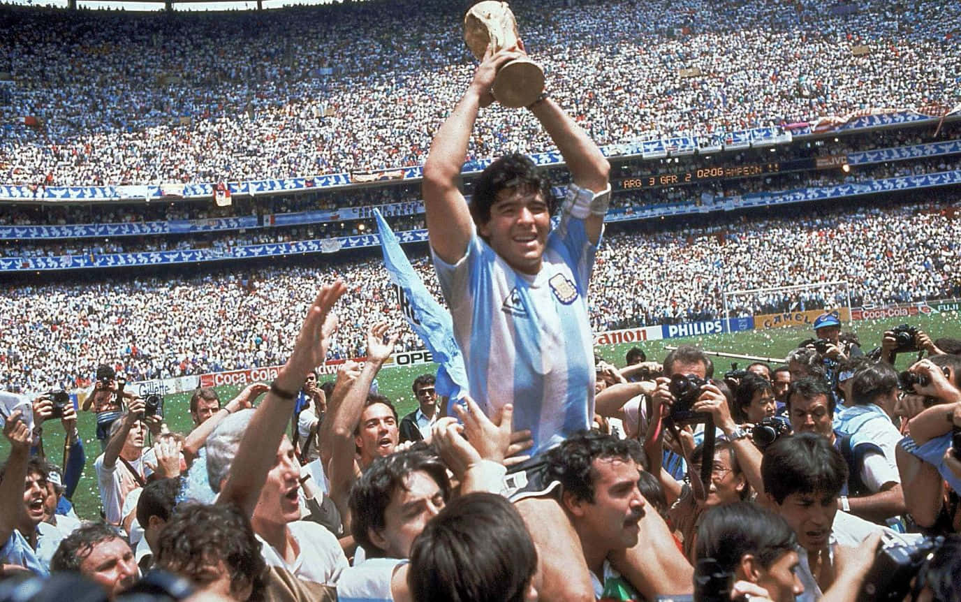 Diego Maradona Happy Celebration World Cup Photography Background