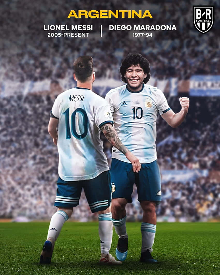 Diego Maradona Lionel Messi Digital Poster Background