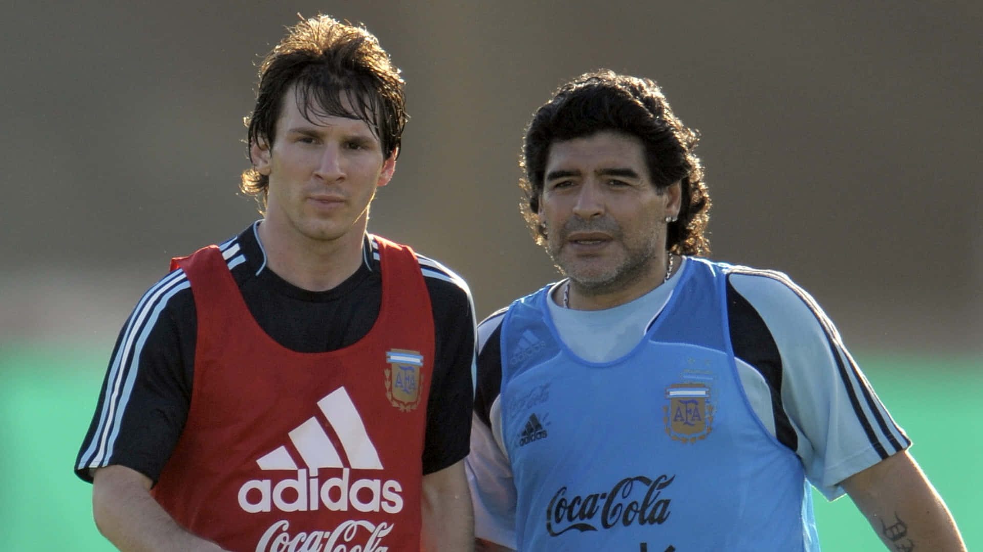 Diego Maradona Lionel Messi Football Players Background