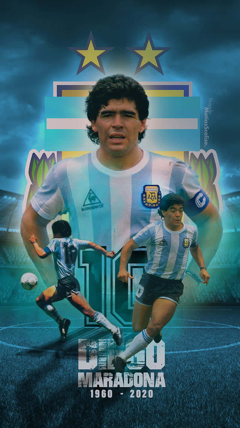 Diego Maradona Tribute Digital Art Poster Background