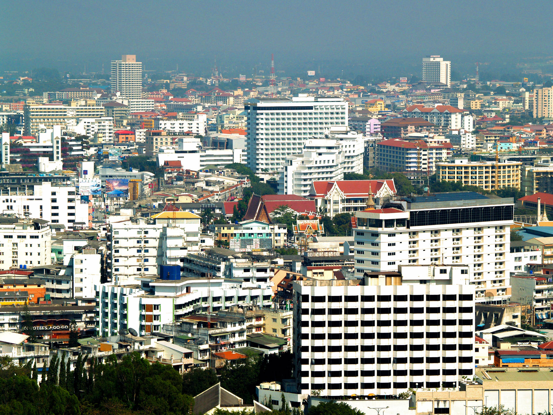 Different Buildings In Pattaya City Background