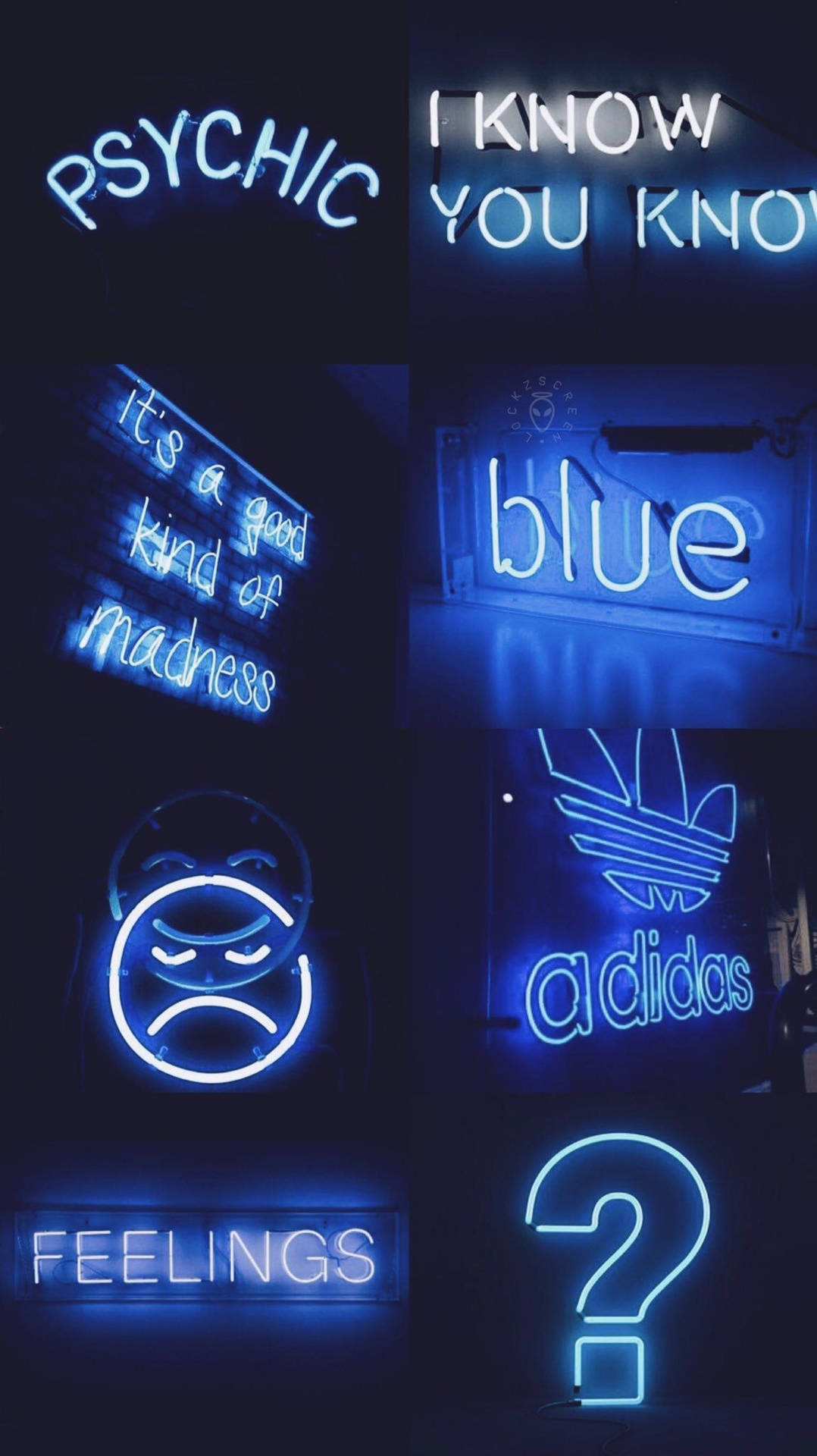 Different Cool Neon Blue Shapes And Quotes Background