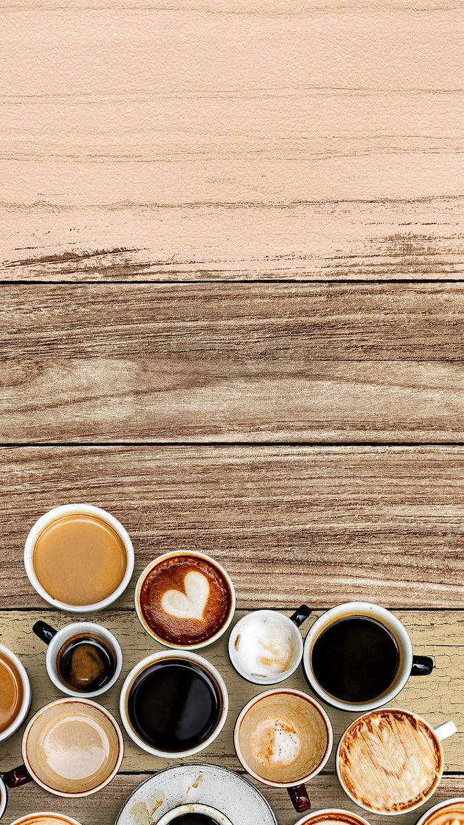 Different Cups Of Coffee Aesthetic Background