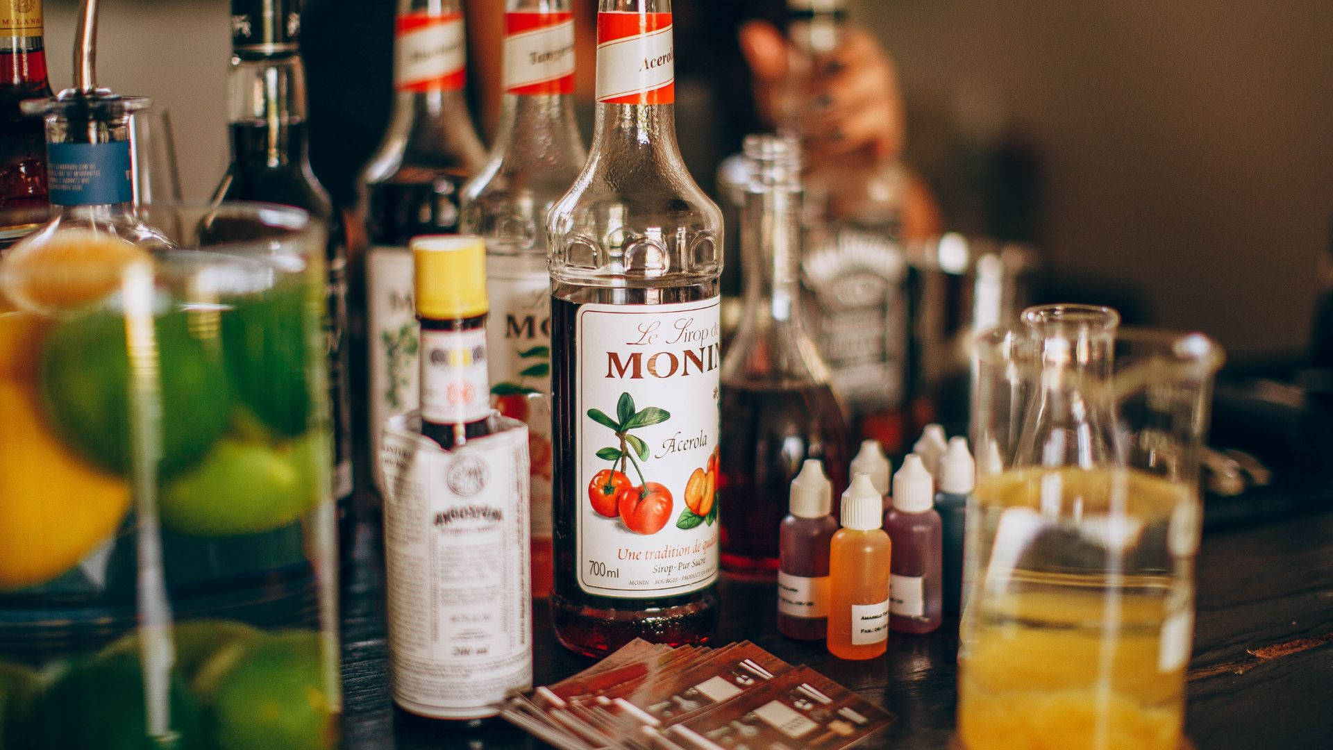 Different Flavored Alcohol Bottles