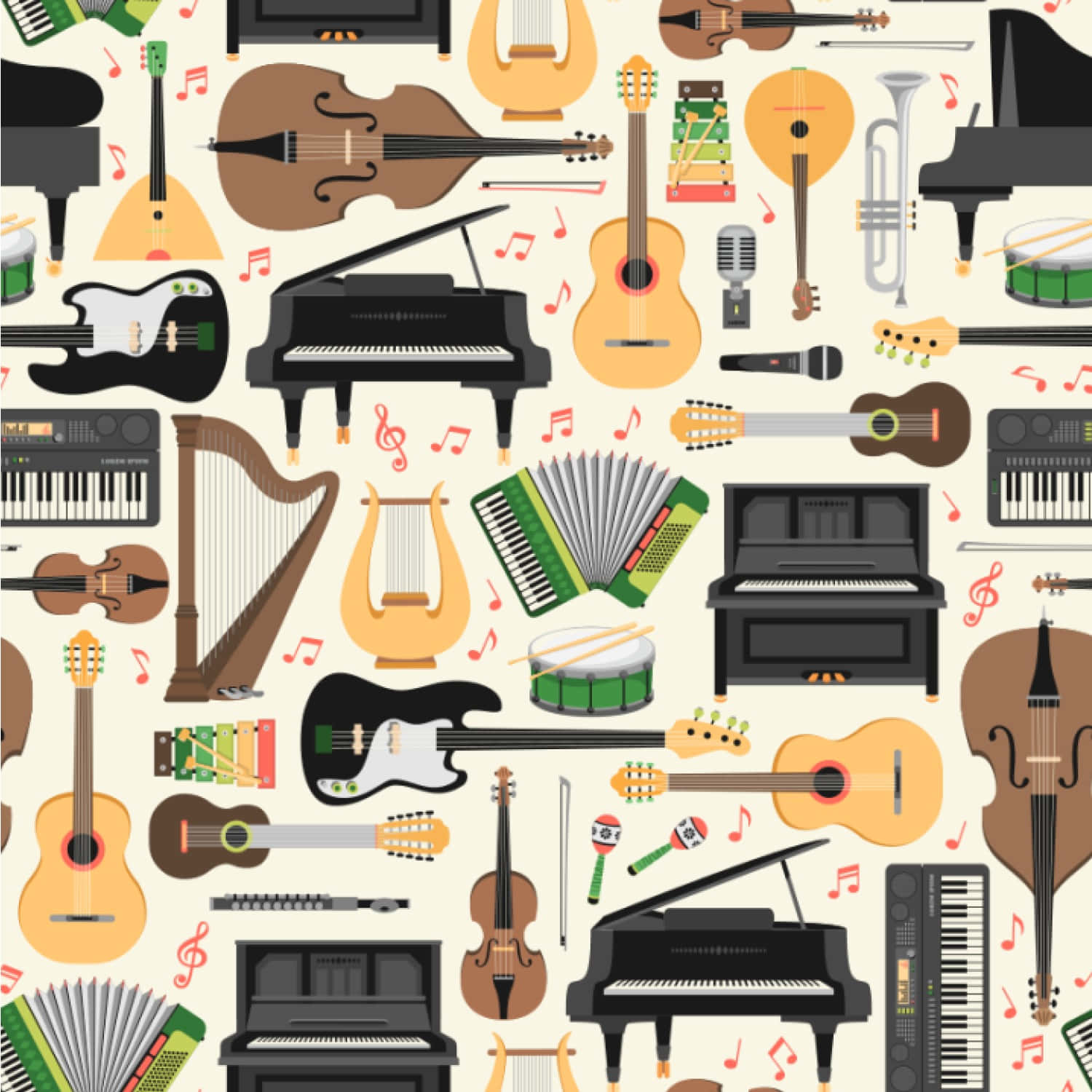 Different Musical Instrument Clip Art Pattern