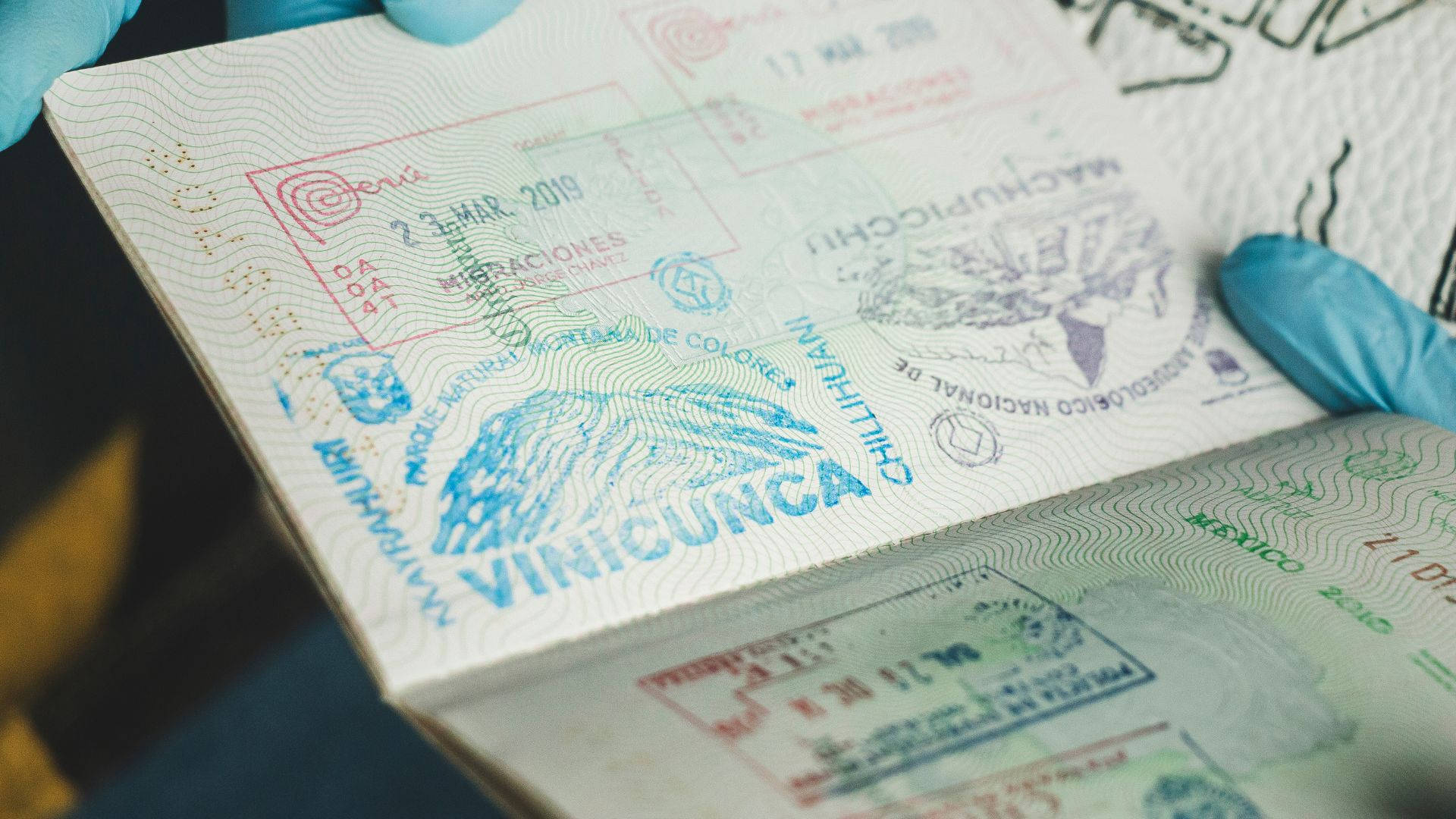 Different Passport Stamps Background