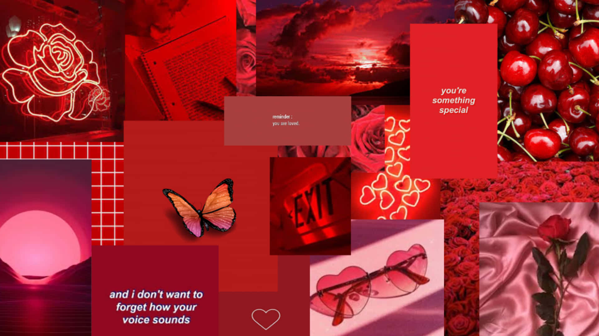 Different Red Shades Combining To Create An Eye-catching Collage Background