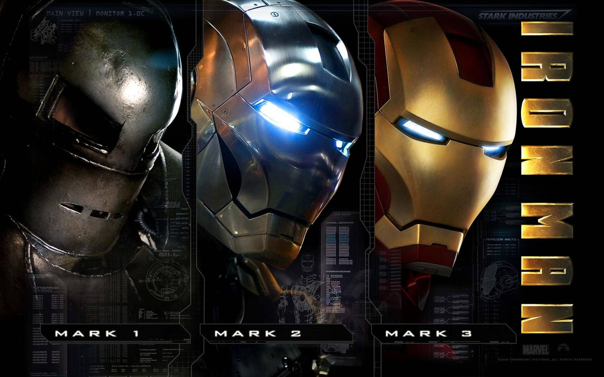 Different Versions Of Iron Man Superhero Background