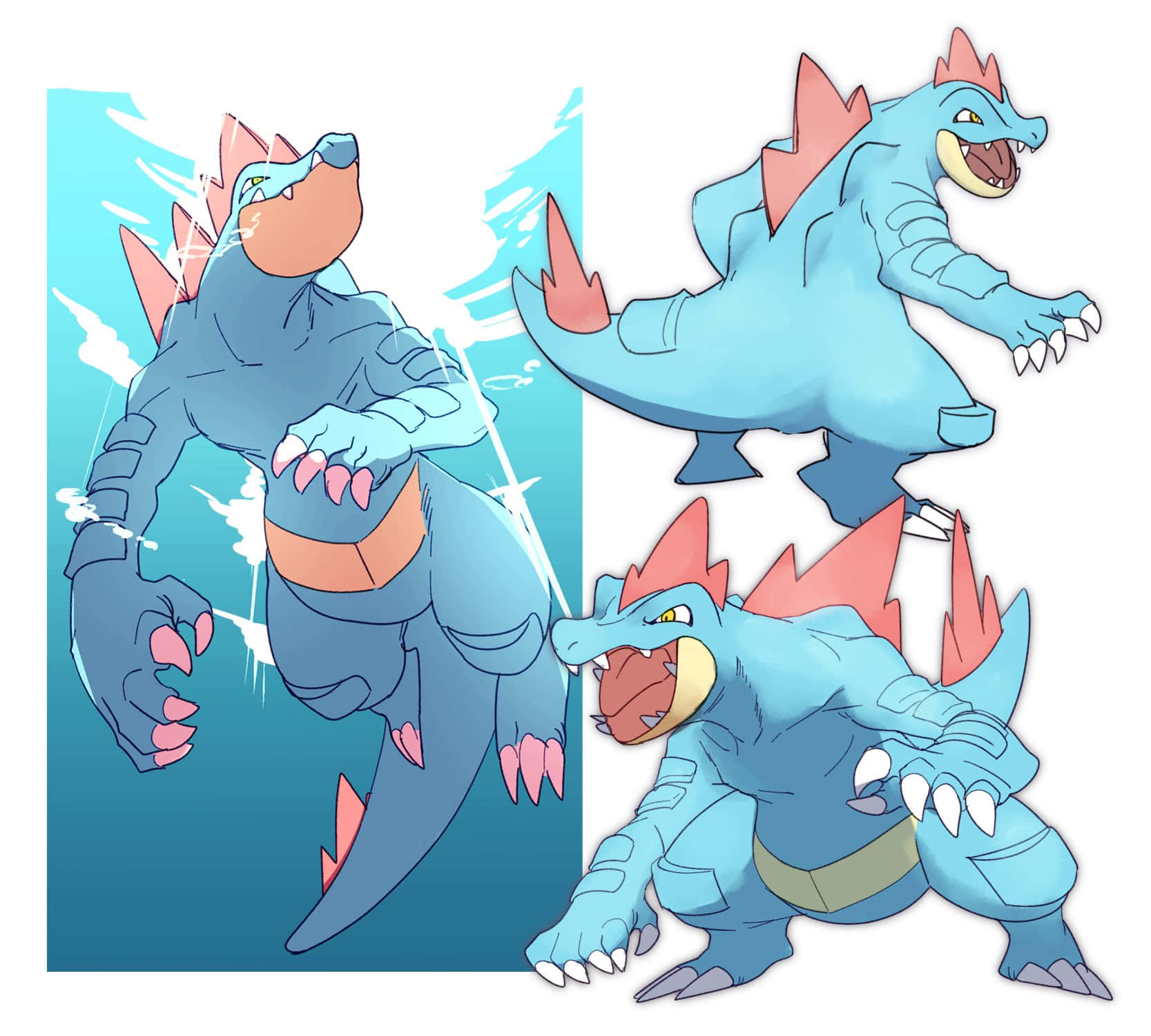 Diffferent Angles Of Feraligatr Background