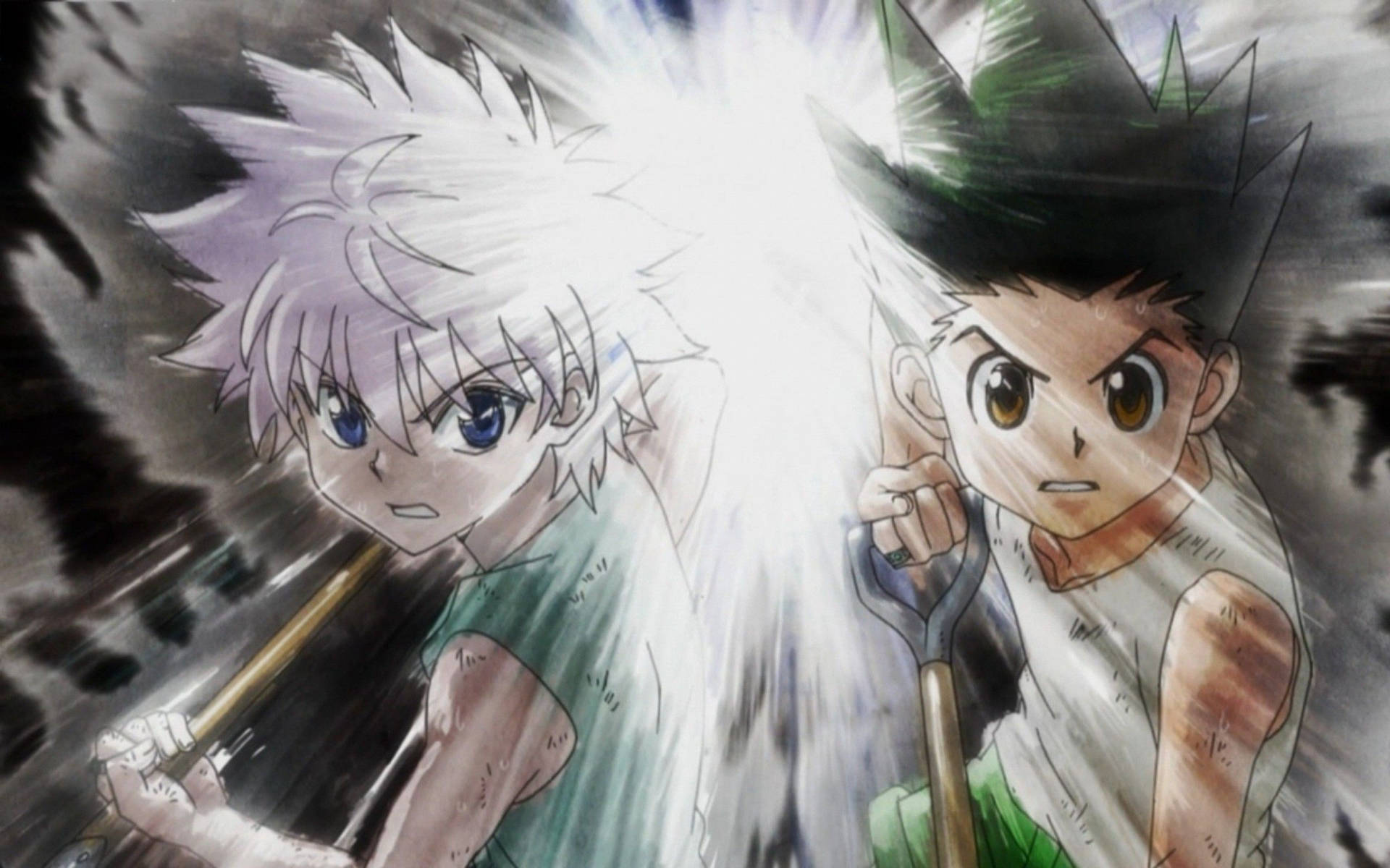 Digging Gon And Killua Cartoon Background