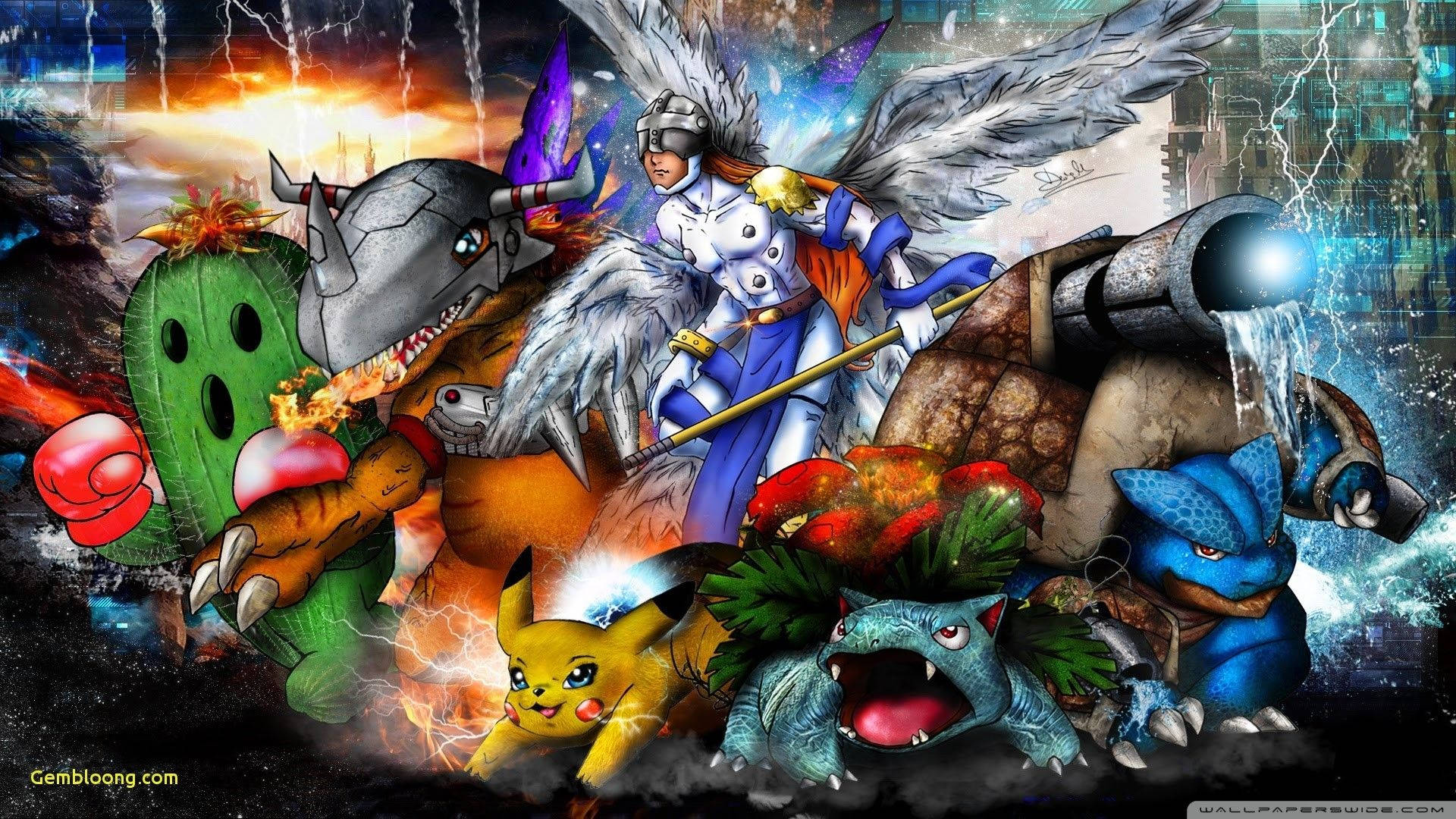 Digimon And Pokemon Fusion Background