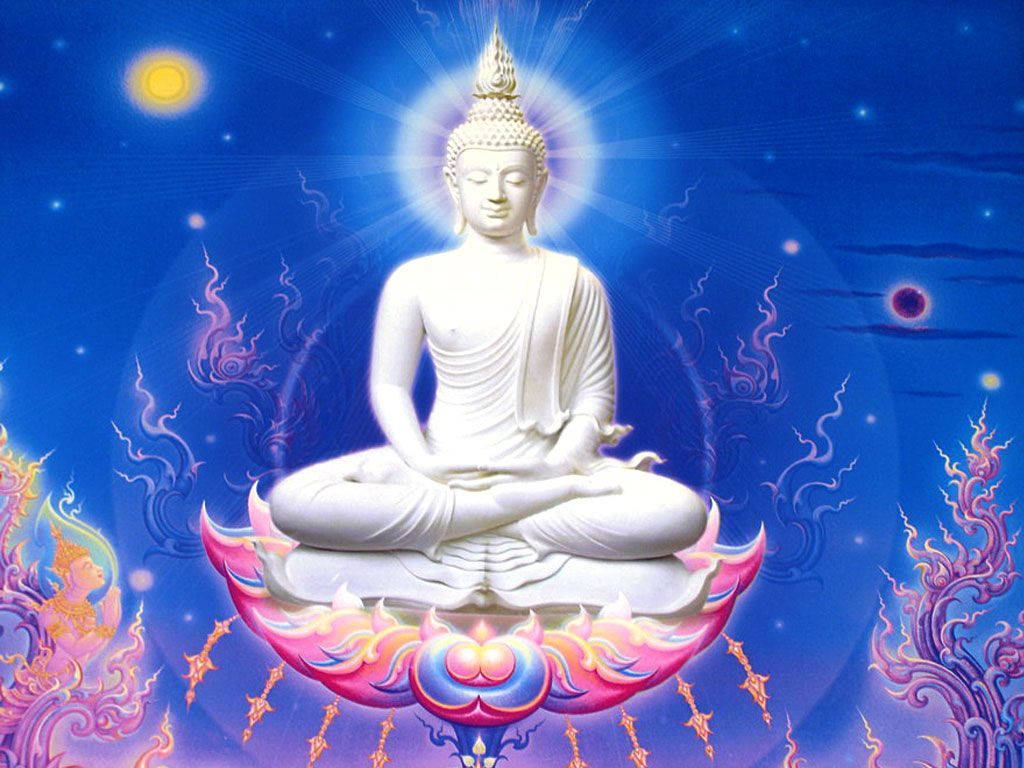 Digital 3d White Buddha Background