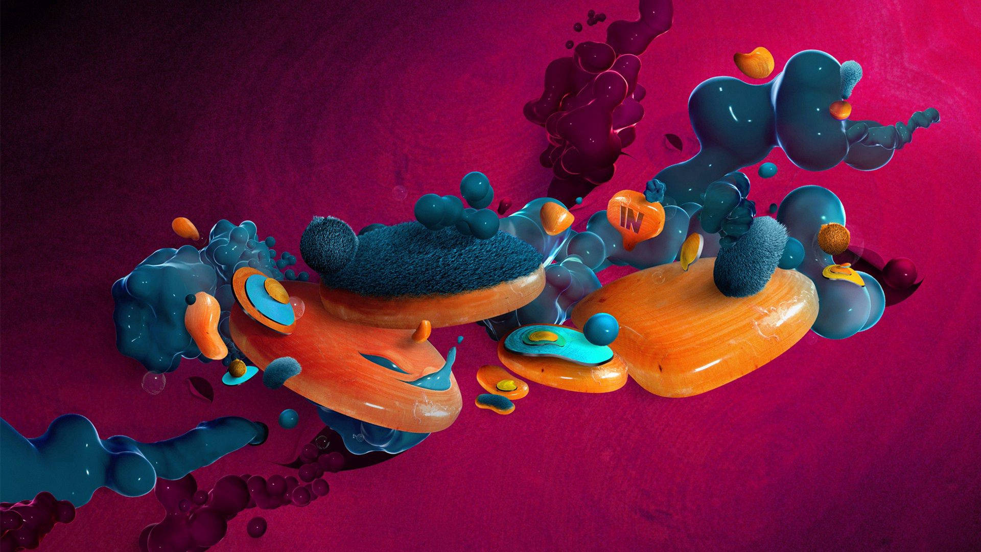 Digital Abstract Paint Blob Art Background