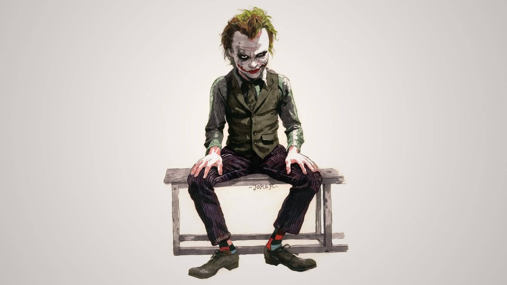 Digital Art Heath Ledger Joker Bench Background