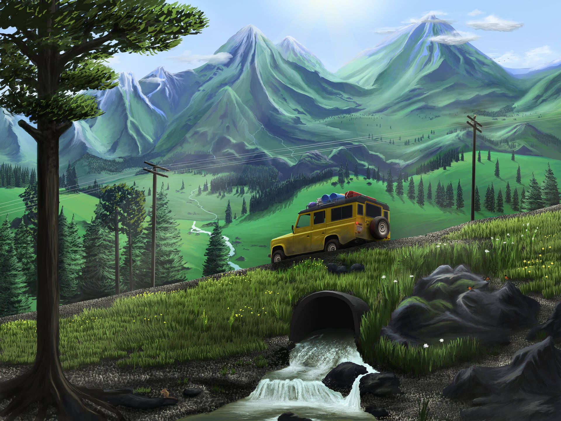 Digital Art Jeep Background