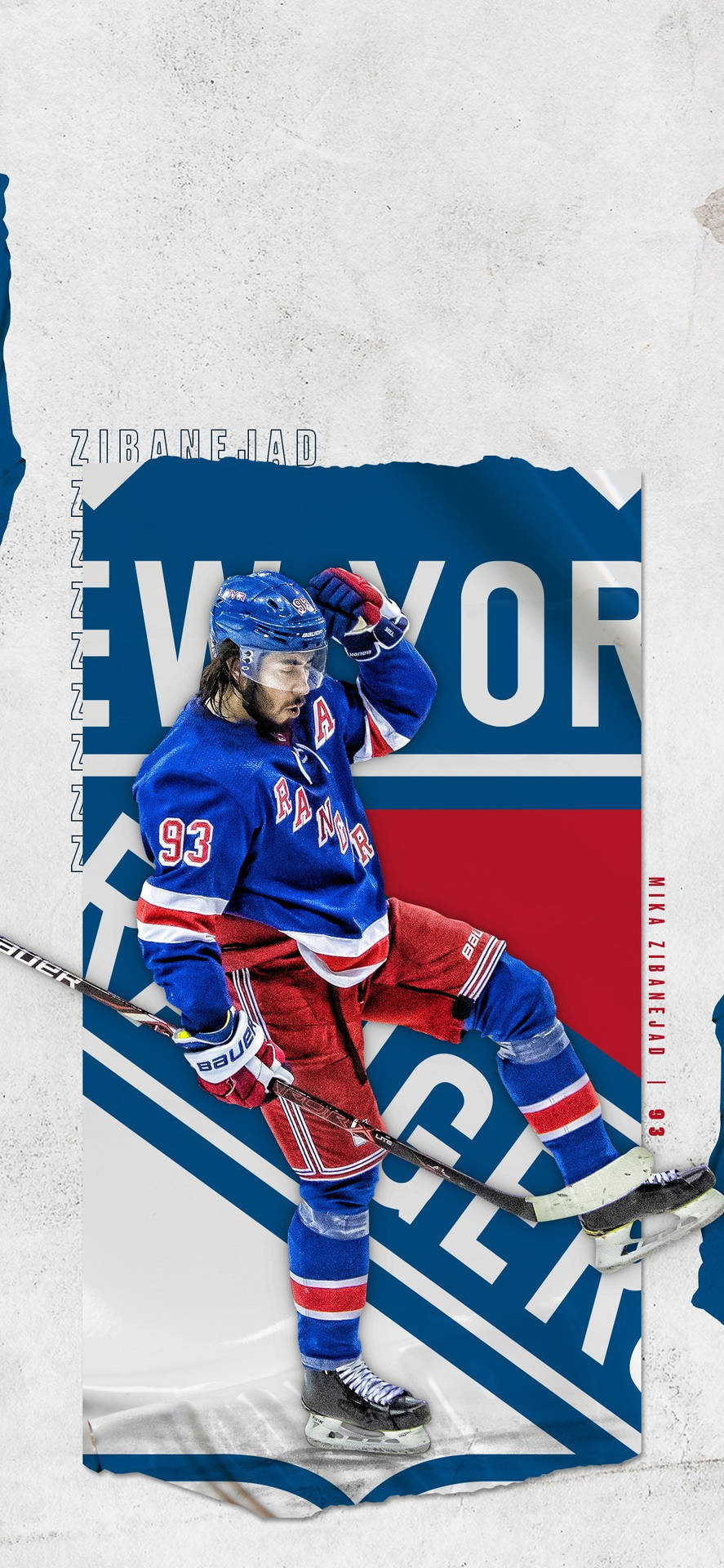 Digital Art New York Rangers Mika Zibanejad Background