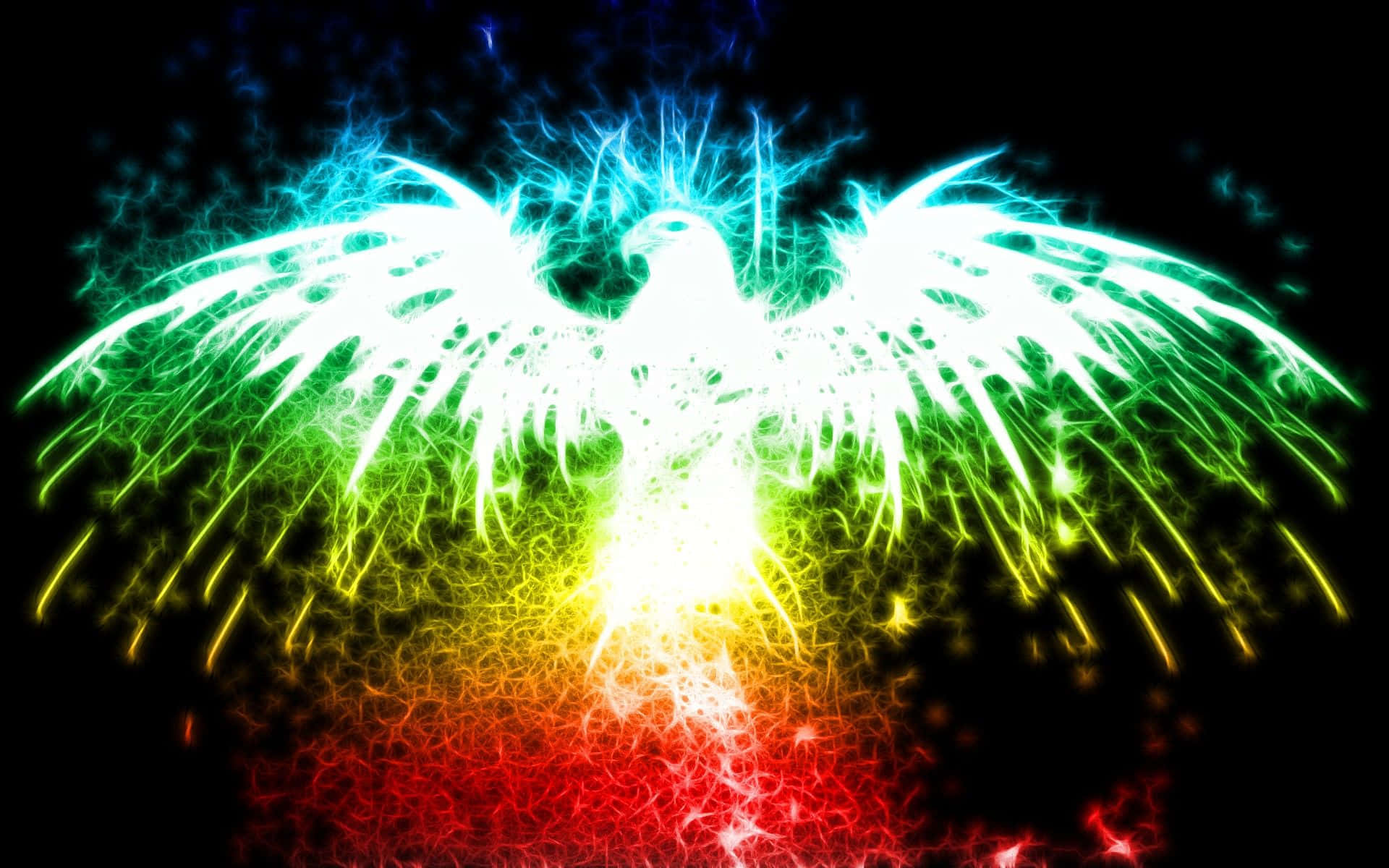 Digital Art Of Cool Colored Phoenix Abstract Background