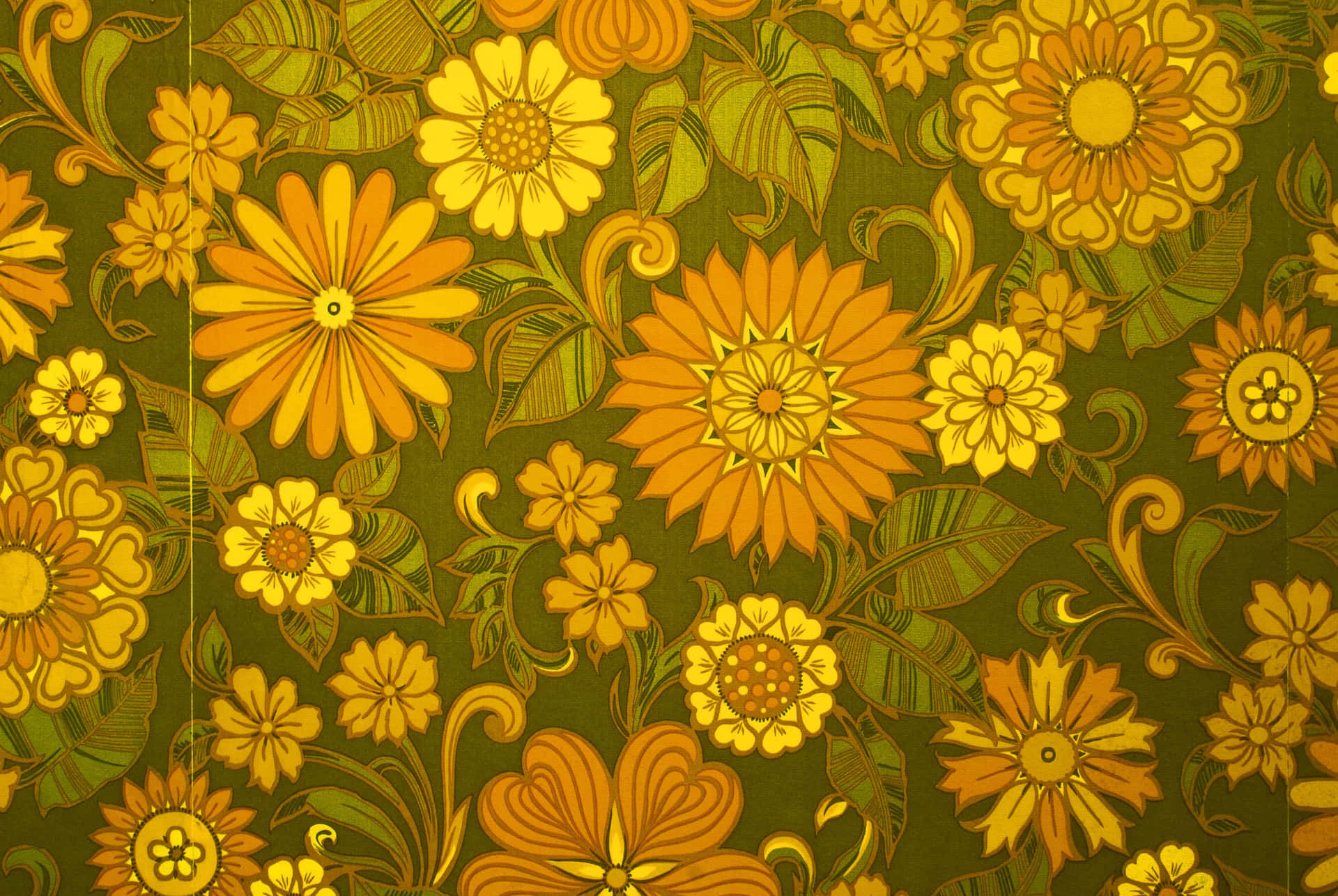 Digital Art Of Floral 70s Aesthetic Desktop Background