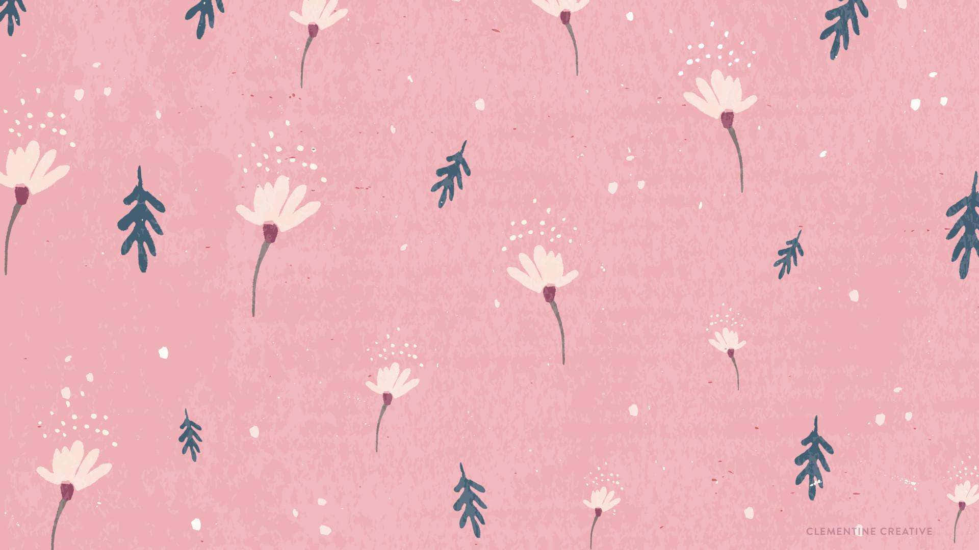 Digital Art Of Flower And Leaves Desktop Pink Aesthetic