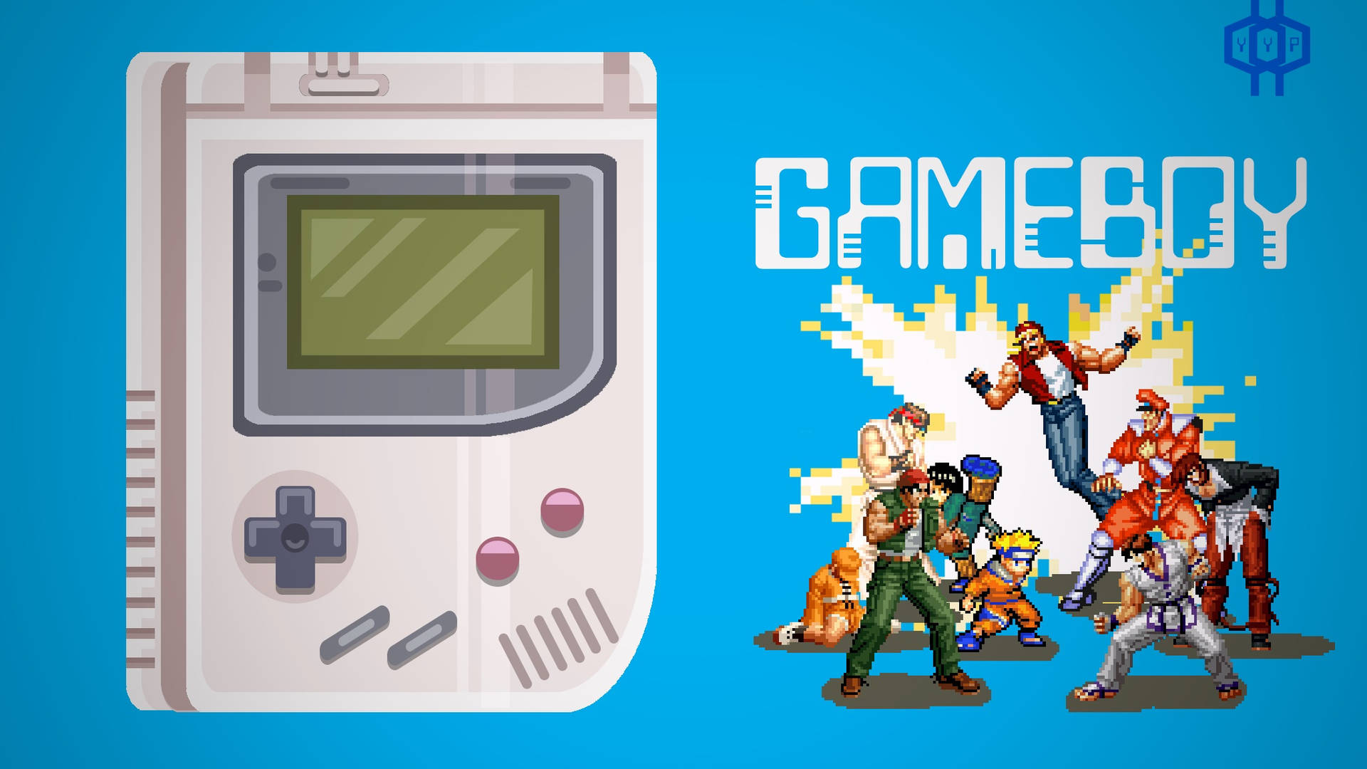 Digital Art Of Game Boy With Game Characters Background