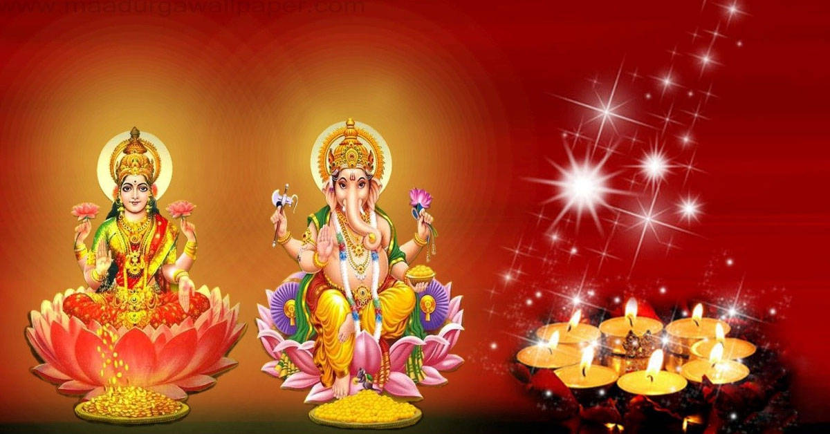 Digital Art Of Ganesh Lakshmi Background
