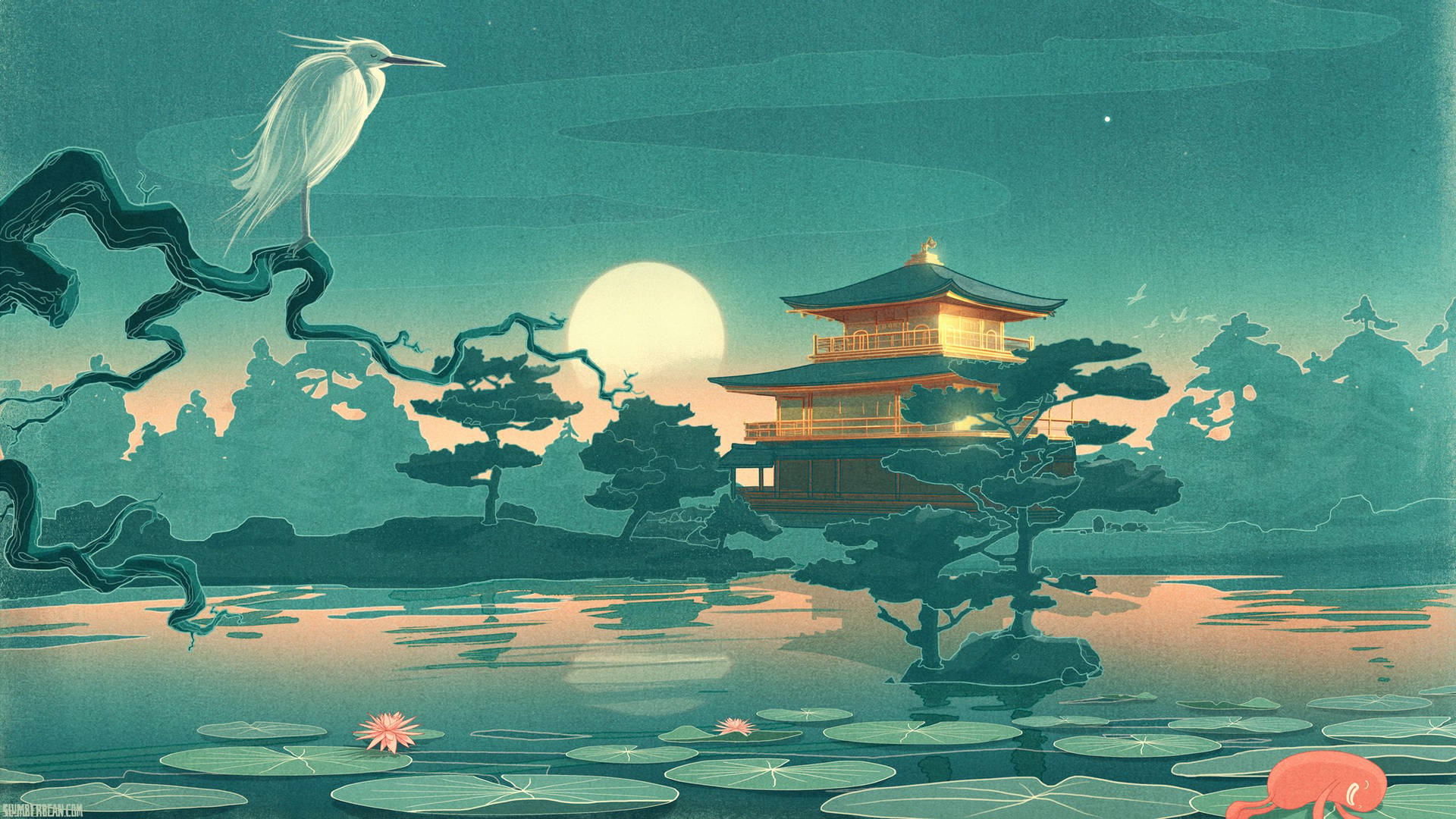 Digital Art Of Japanese Temple Outlook Background