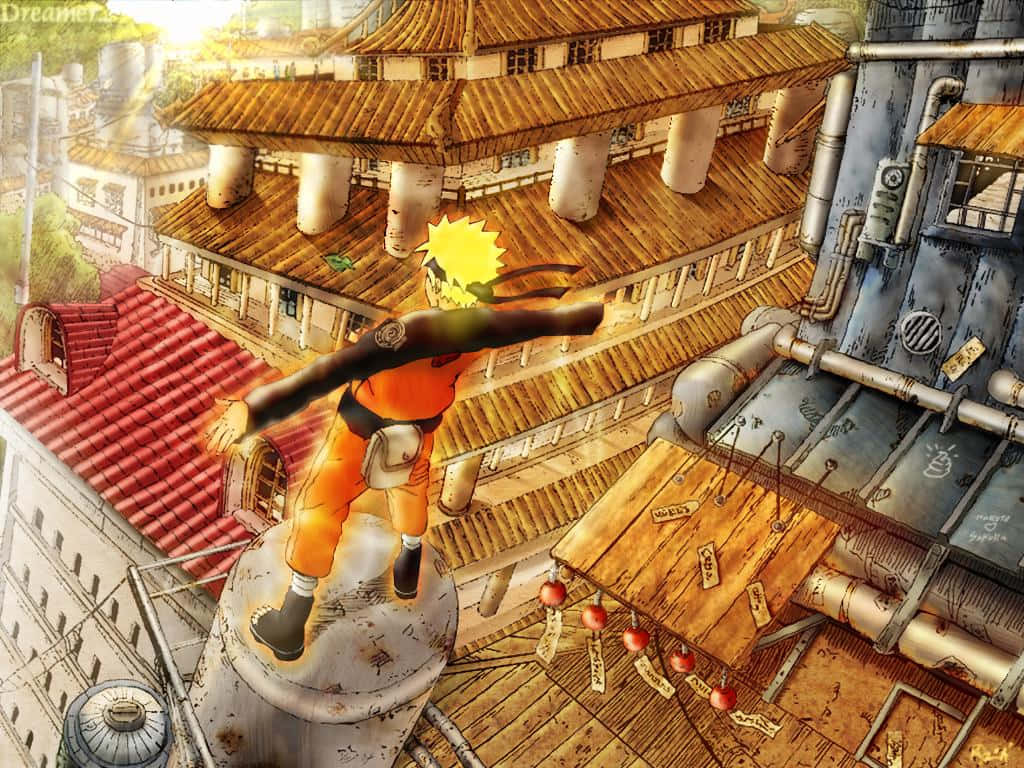 Digital Art Of Naruto At Hidden Leaf Village Background
