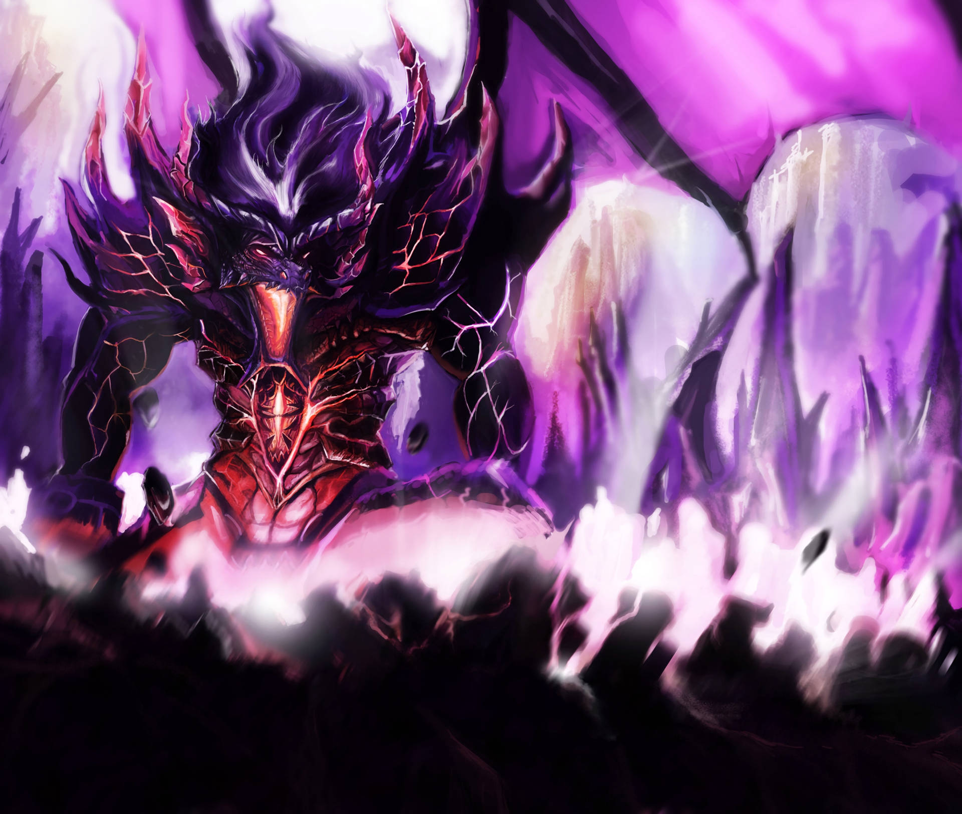 Digital Art Purple Demon Dragon Background