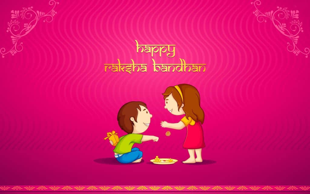Digital Art Raksha Bandhan Boy And Cute Sister Background
