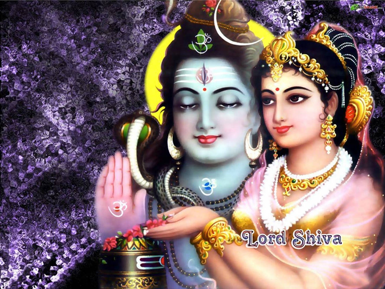 Digital Art Shiva Parvati Purple Backdrop Background