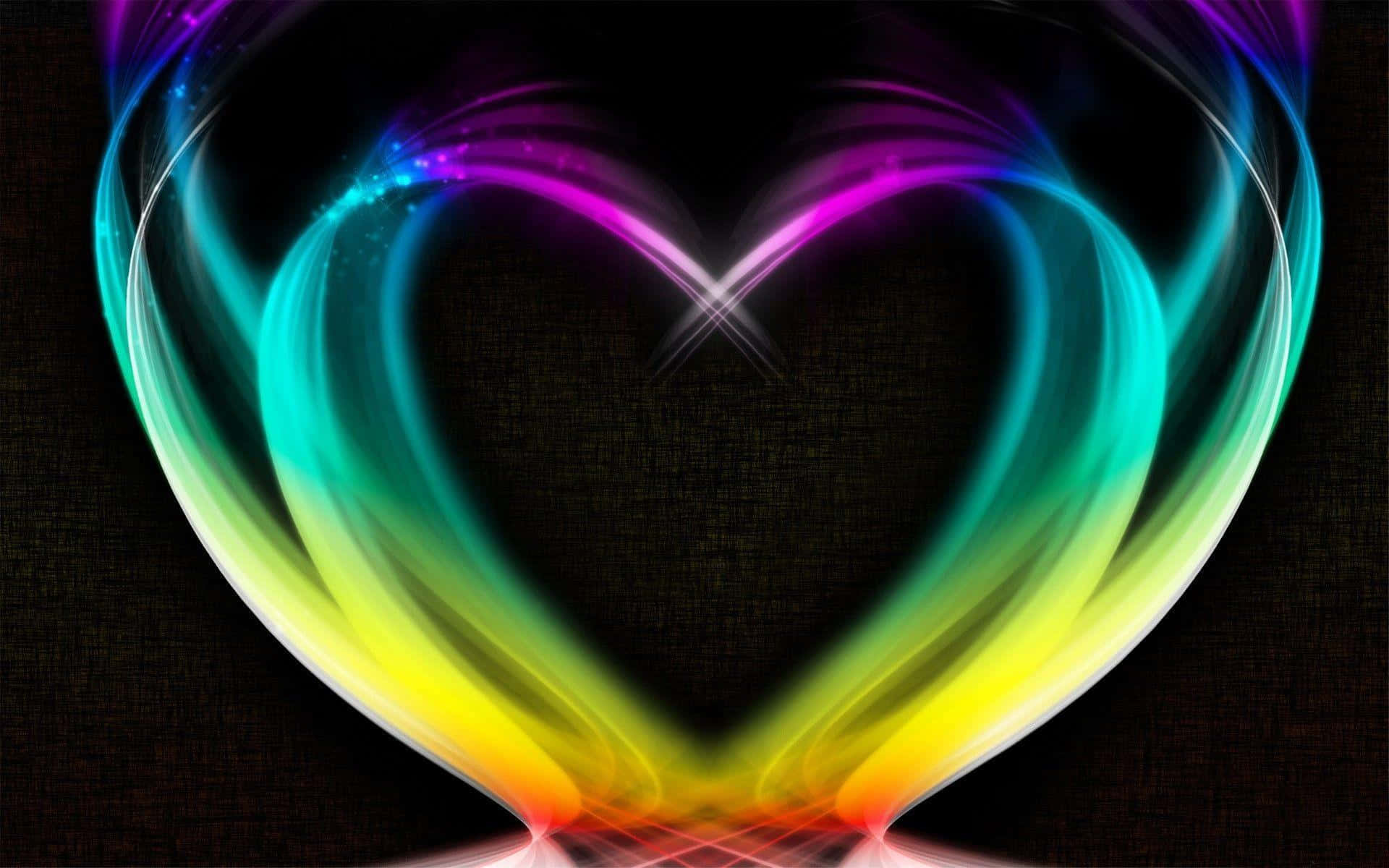 Digital Artwork Cool Colored Heart Shape Abstract Background
