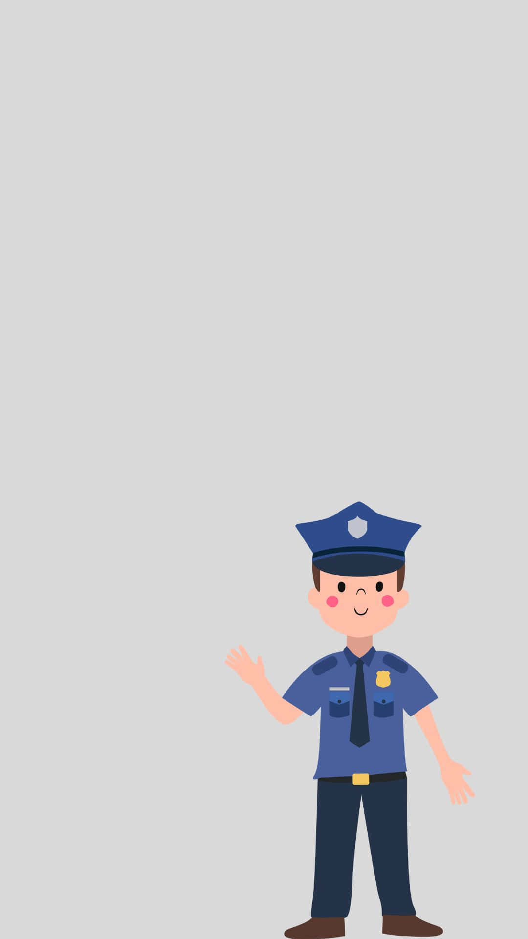 Digital Artwork Of A Cop Smiling And Waving Background