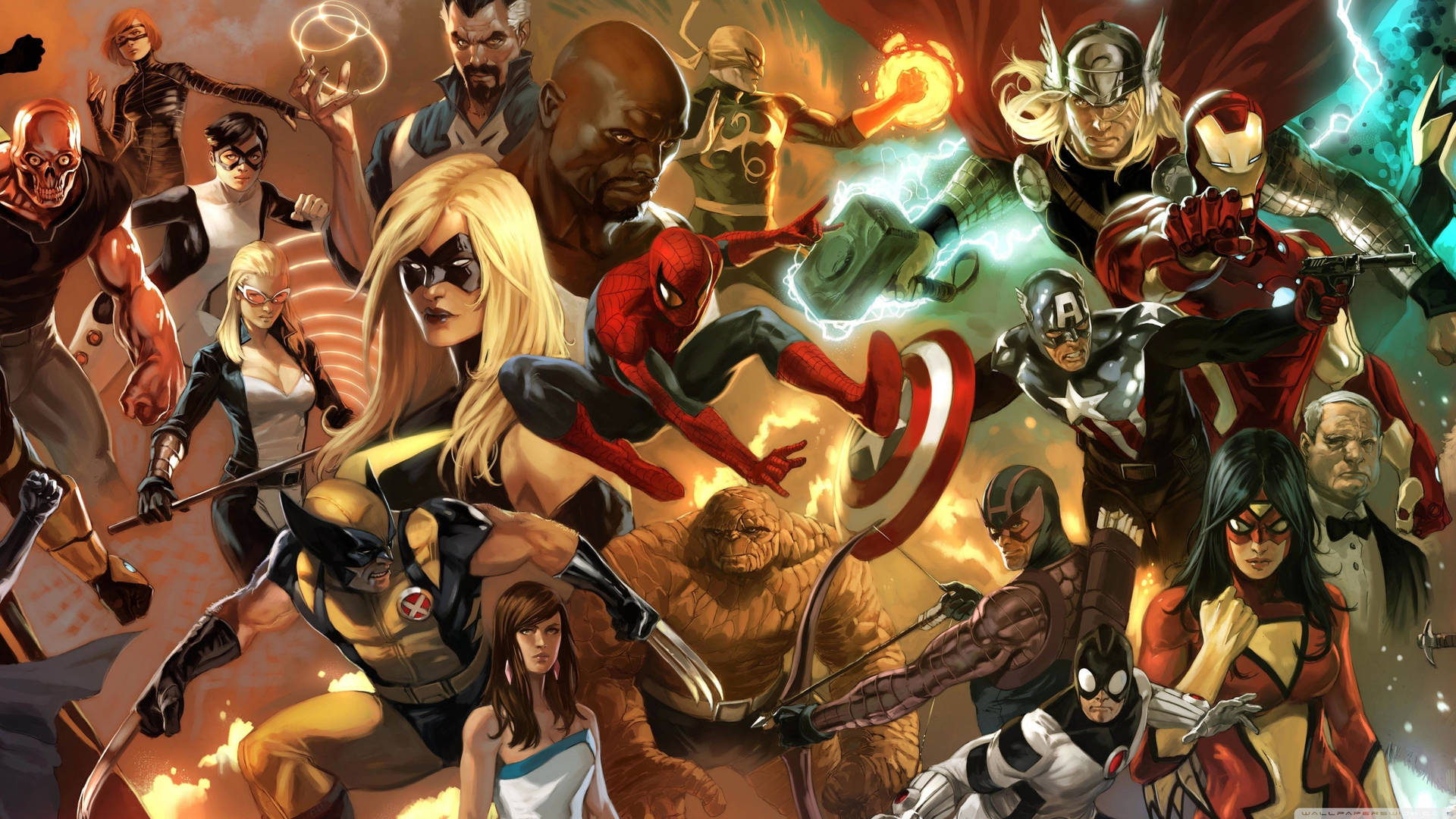 Digital Artwork Of Marvel Superheroes