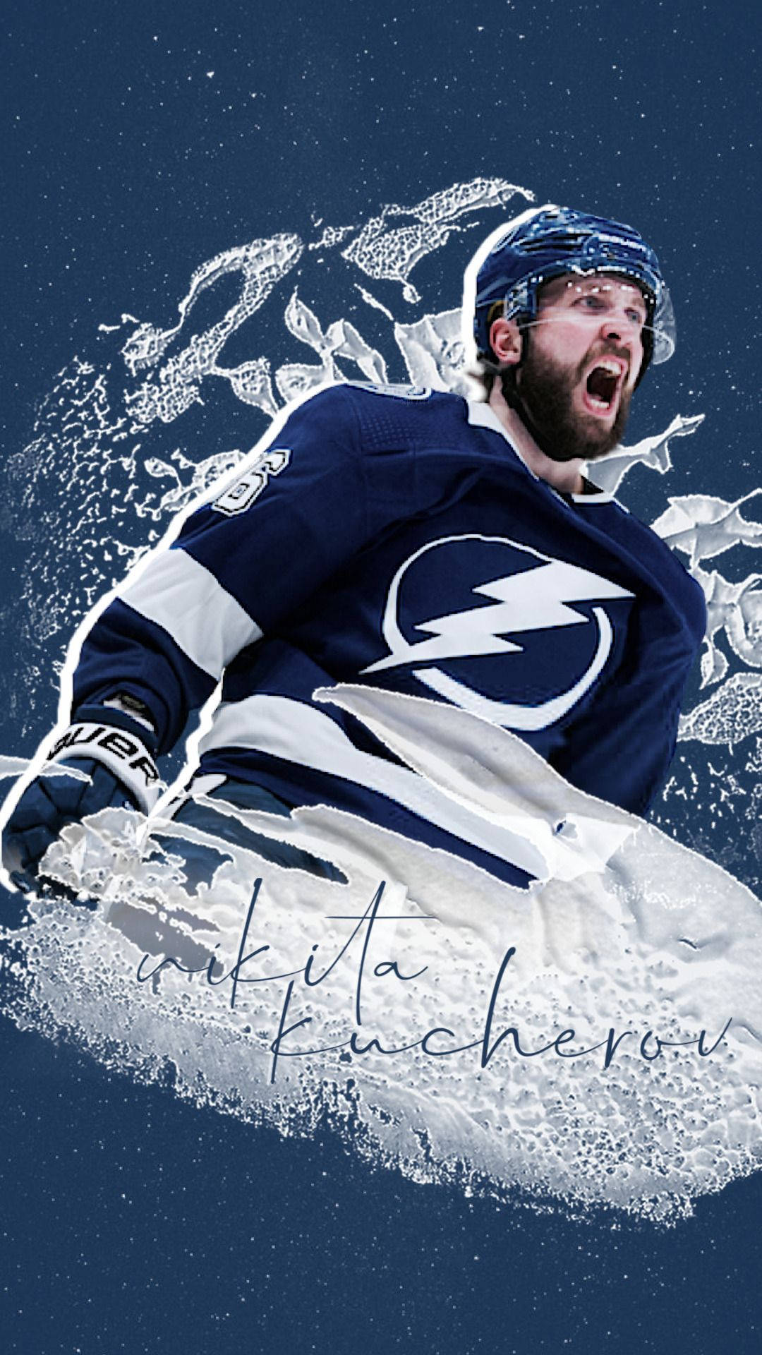 Digital Artwork Of Nikita Kucherov – Tampa Bay Lightning’s Star Background