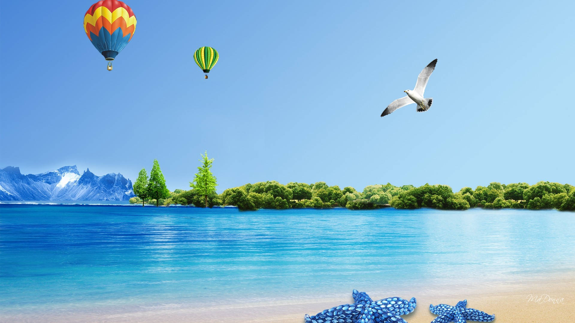 Digital Beach Summer Desktop Background