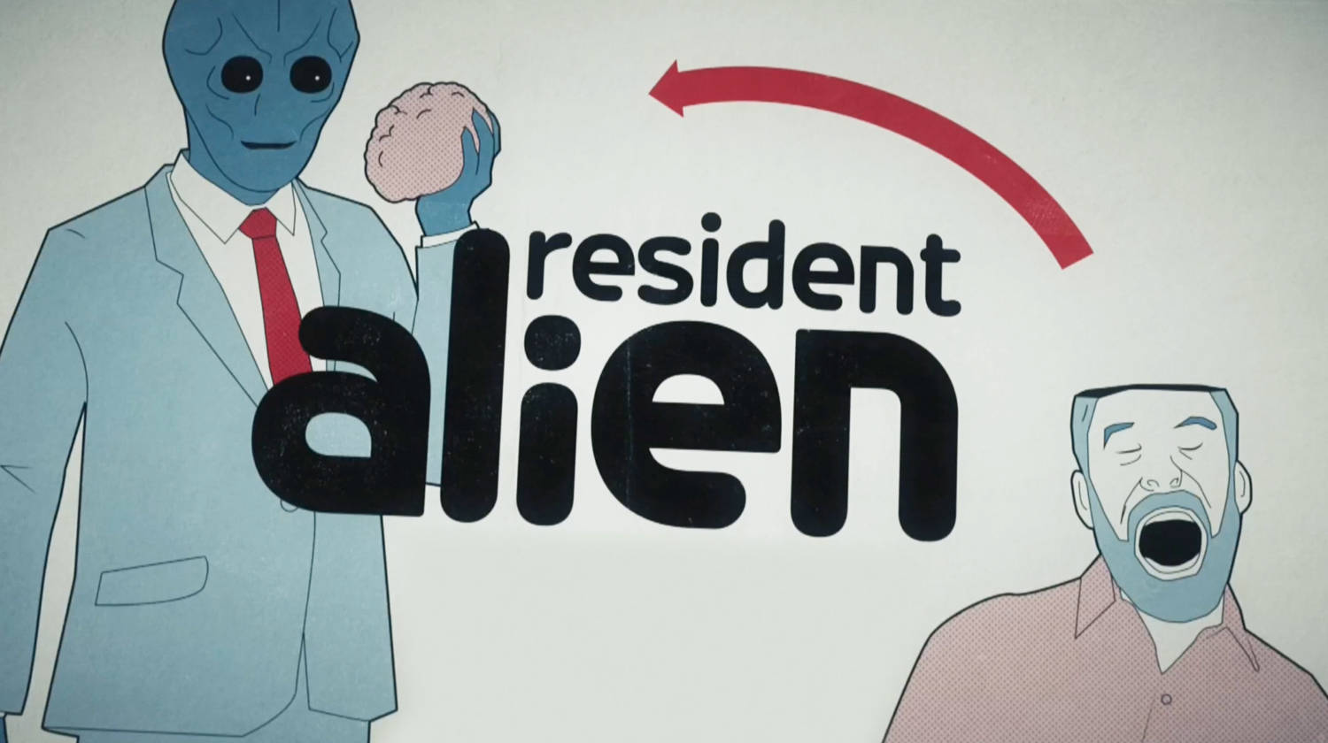 Digital Cartoon Illustration Of Resident Alien Background