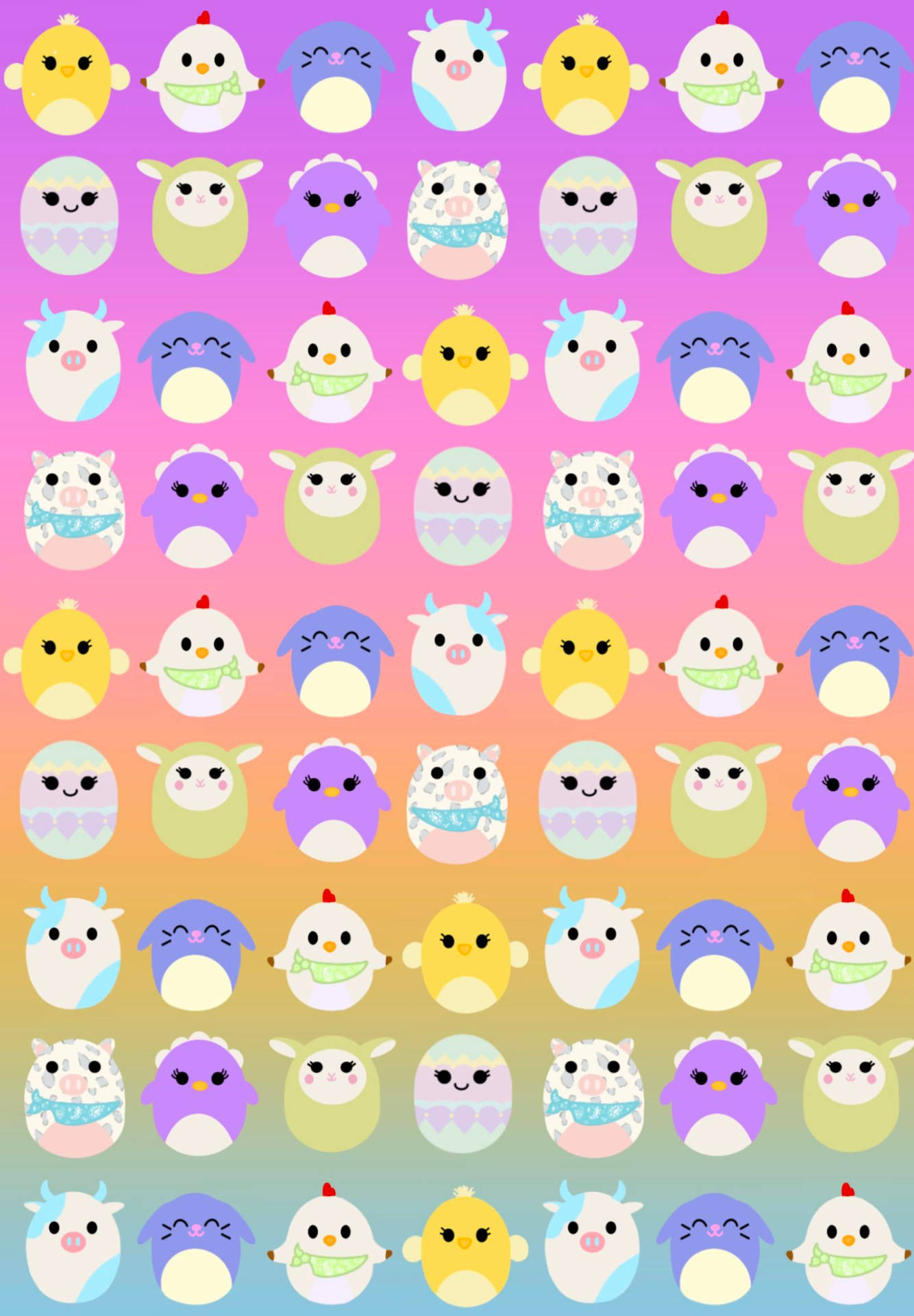 Digital Cartoon Squishmallows Pattern Background