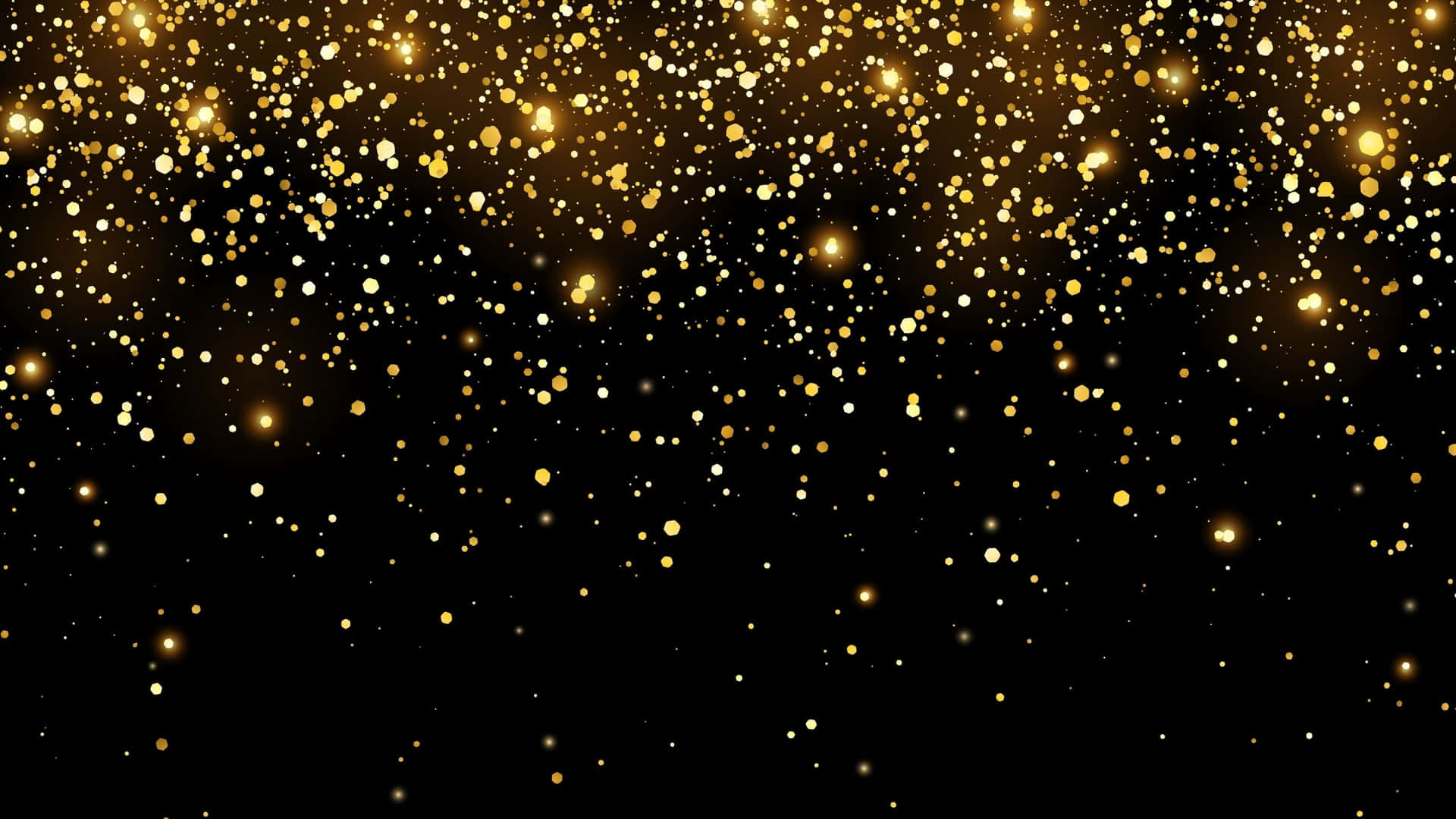 Digital Falling Black And Gold Glitter Background