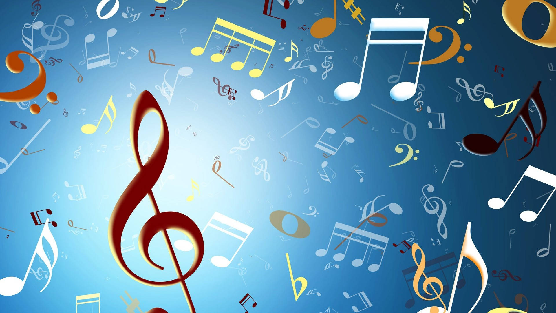 Digital Illustration Cute Music Symbols Background