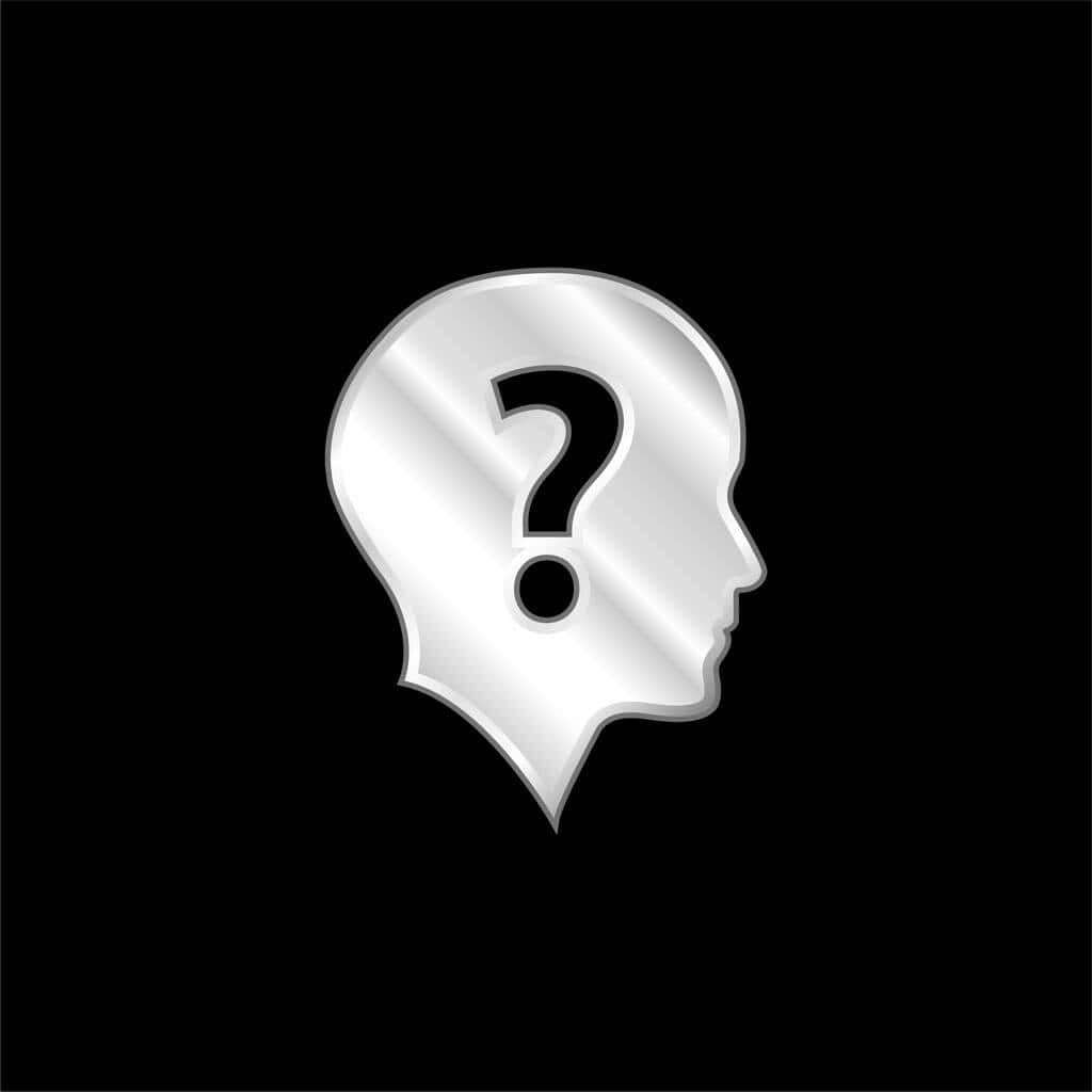 Digital Illustration Of A Silver Question Mark Silhouette Inside A Human Head